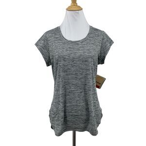 Reebok Performance Shirt Womens S Small Heather Moisture Management Tulip Hem